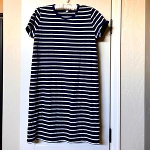 J Crew Factory navy blue/white striped summer dress, size S, NWT